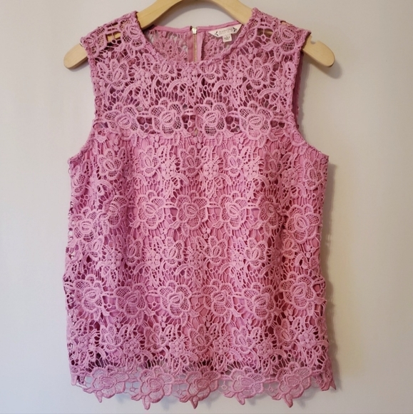 Nanette Lepore Pink Lace Summer Top - Picture 1 of 15